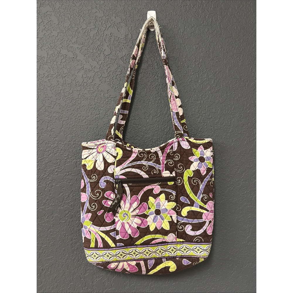 Vera Bradley Purple Punch Shoulder Tote Bag Purse Handbag Retired Floral FLAWS